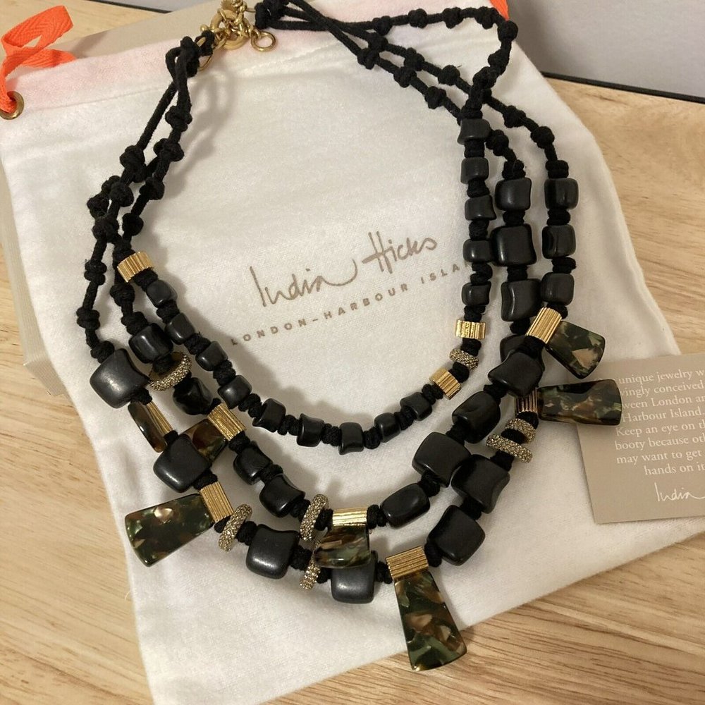 India Hicks Drawing Room Necklace Black/Camo NIB Retired Item HTF - Picture 1 of 7